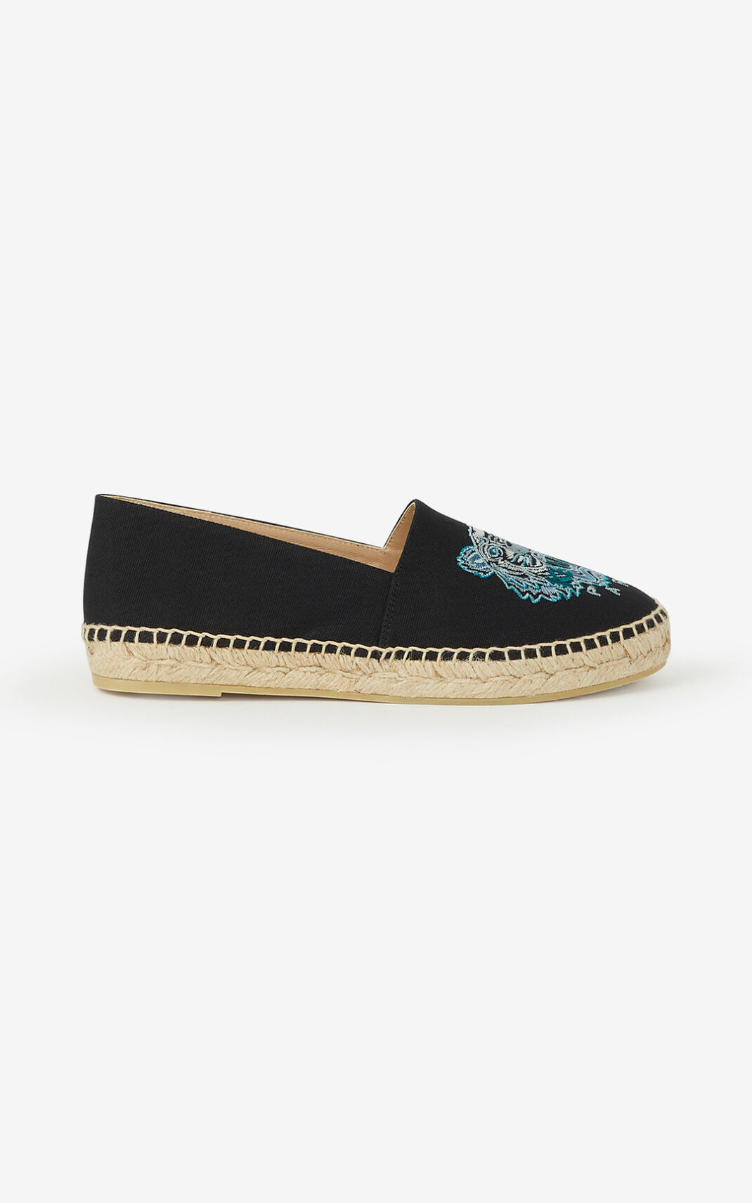 Kenzo Lærred Tiger Espadrilles Dame - Sort DK-230222